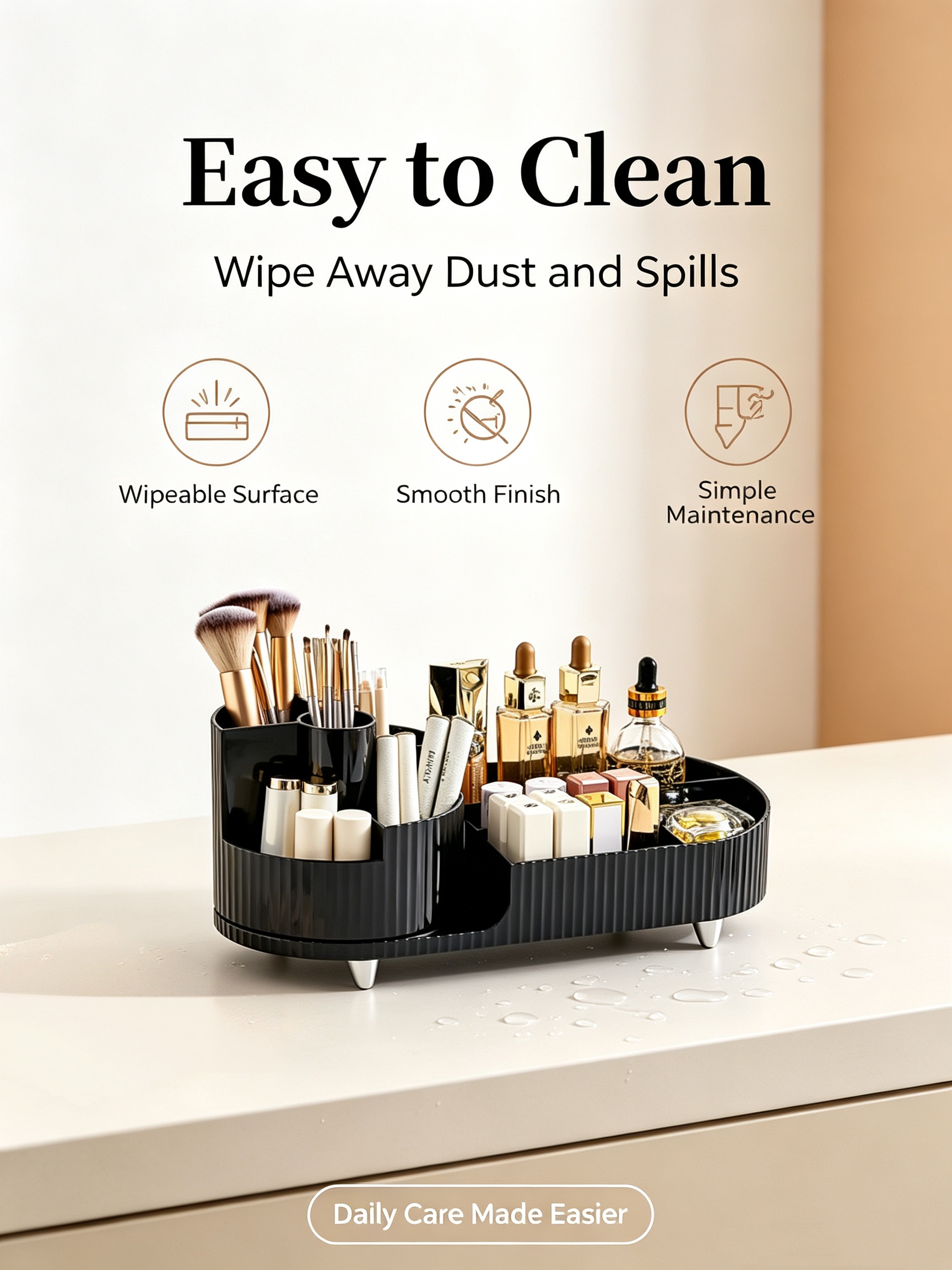 Govvep Rotating Cosmetics Storage Organizer, Black photo 3