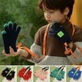 thumbnail image 2 of Naierhg 1 Pair Children Gloves Anti lost Colored Lanyard Letter Cloth Label Cute Gloves Cold Stretchy Knitted Five finger Gloves Winter Outdoor Accessories Red, 2 of 8
