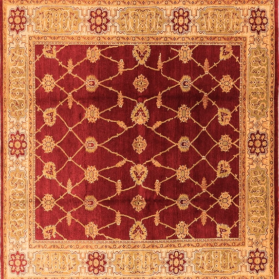 Ahgly Company Indoor Square Oriental Orange Traditional Area Rugs, 6' Square