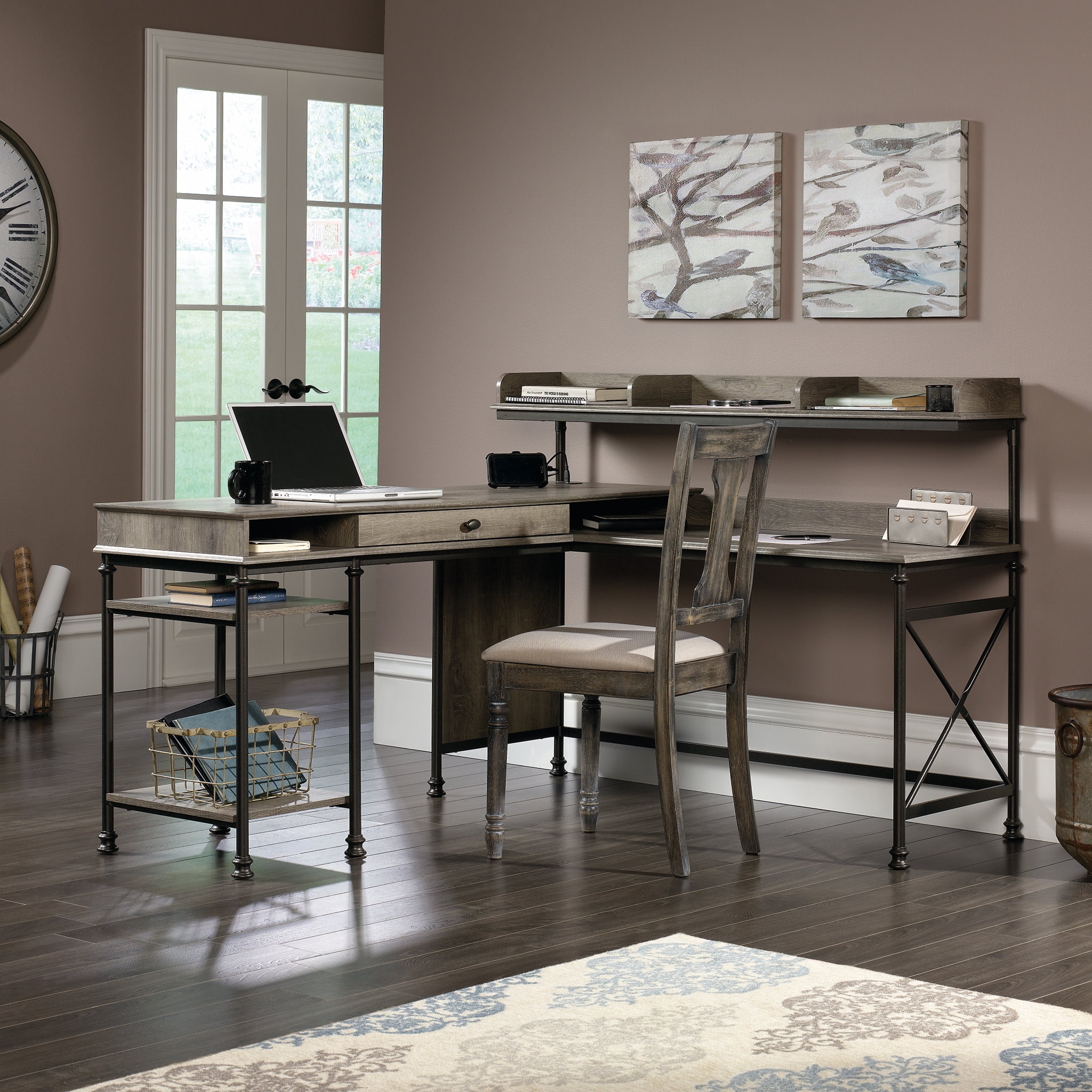 Sauder Canal Street L Shaped Computer Desk, Northern Oak Finish