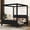 Black, variant on Euroco Upholstery Queen Size Canopy Platform Bed, No Box Spring Needed, Beige