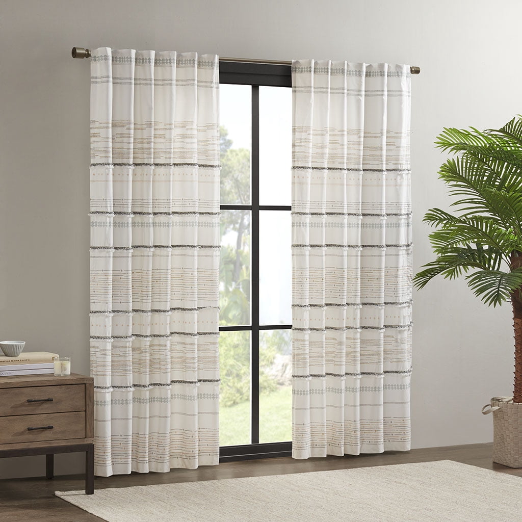 Cotton Printed Curtain Panel With Tassel Trim and Lining (Only 1 Pc Panel)