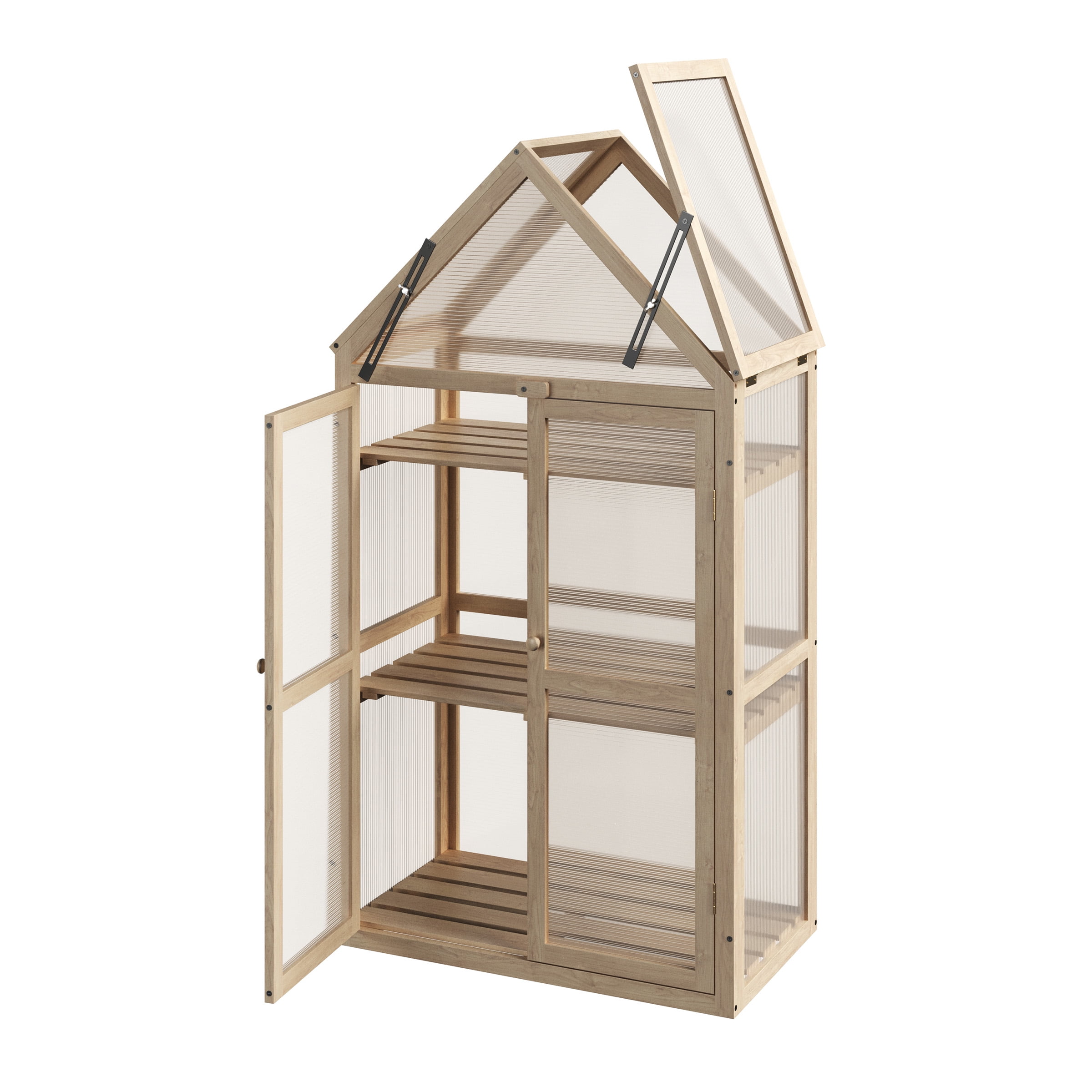 Home-Complete Wood Cold Frame Greenhouse with Removable Shelves