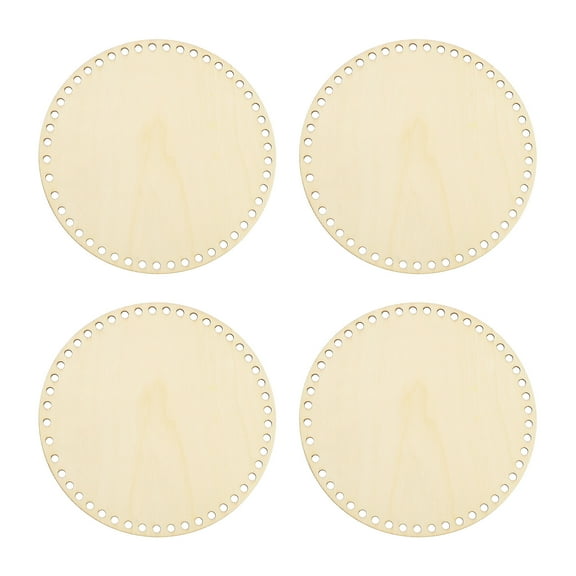 Uxcell 8" Diameter Crochet Basket Bottom, 4Pcs Round Blank Crochet Knitting Wooden Base for DIY Craft Basket Making