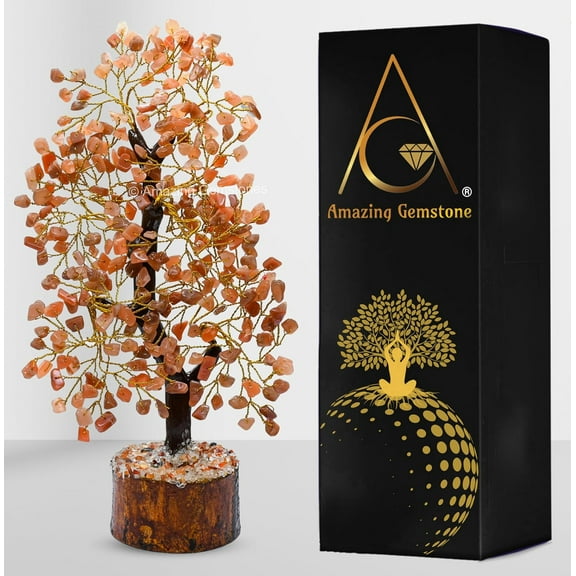 Peach Moonstone Crystal Tree - Healing Crystal Bonsai Tree Room Decor Office Desk Décor