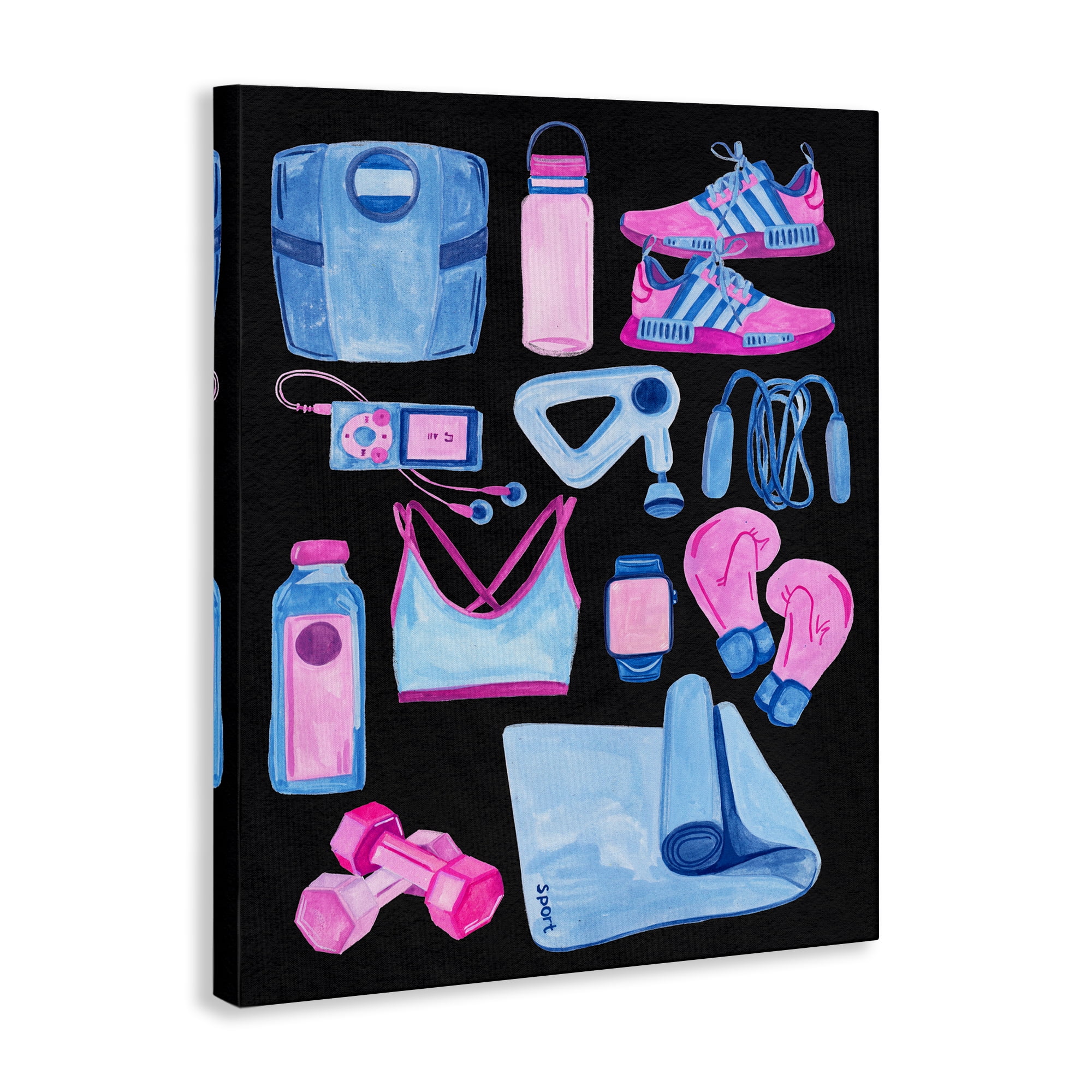 Stupell Industries Bold Exercise Equipment Sports Painting Wrapped Canvas Art Print Wall Art, 36 x 48