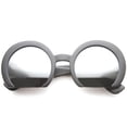 thumbnail image 1 of sunglassLA Unisex Women's Oversize Semi-Rimless Flat Bottom Mirror Lens Round Sunglasses (Matte Black / Silver Mirror) - 56mm, 1 of 4