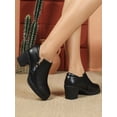 thumbnail image 4 of Women's Chunky Block Heels Pumps Comfortable Slip-On Heeled Loafers Dress Work Shoes For Office Business, 4 of 7