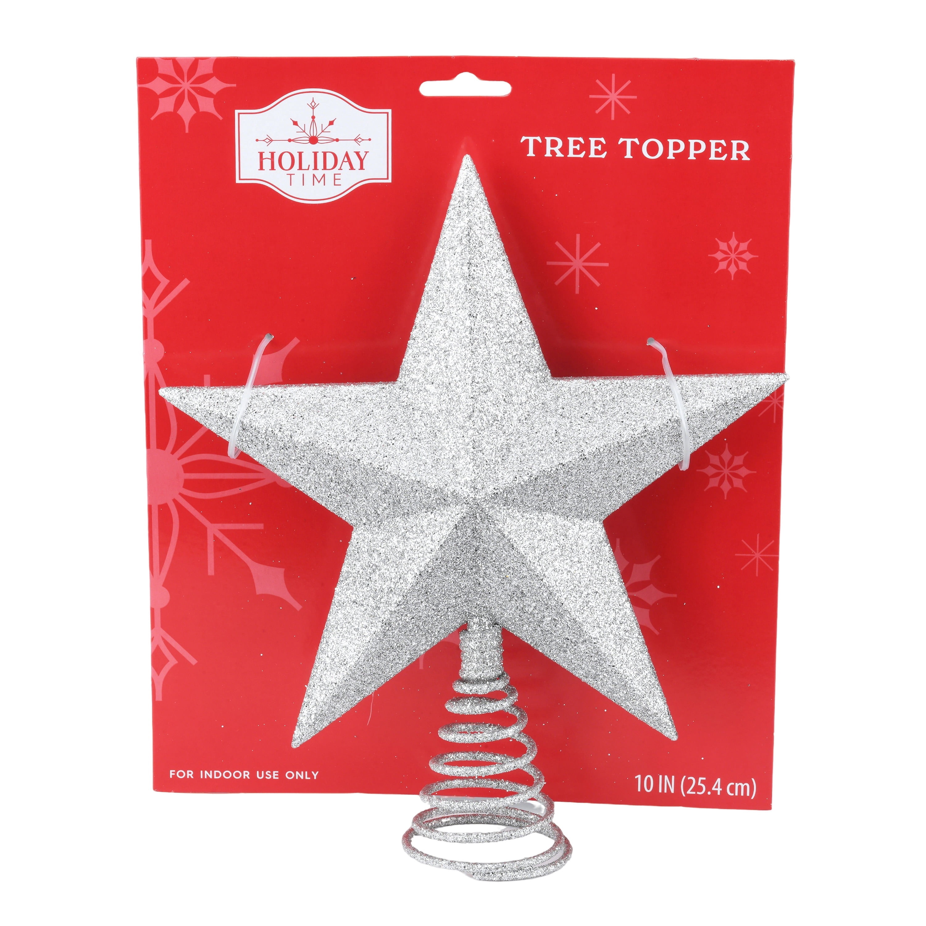 Glitter Star Christmas Tree Topper, Silver, 10", by Holiday Time
