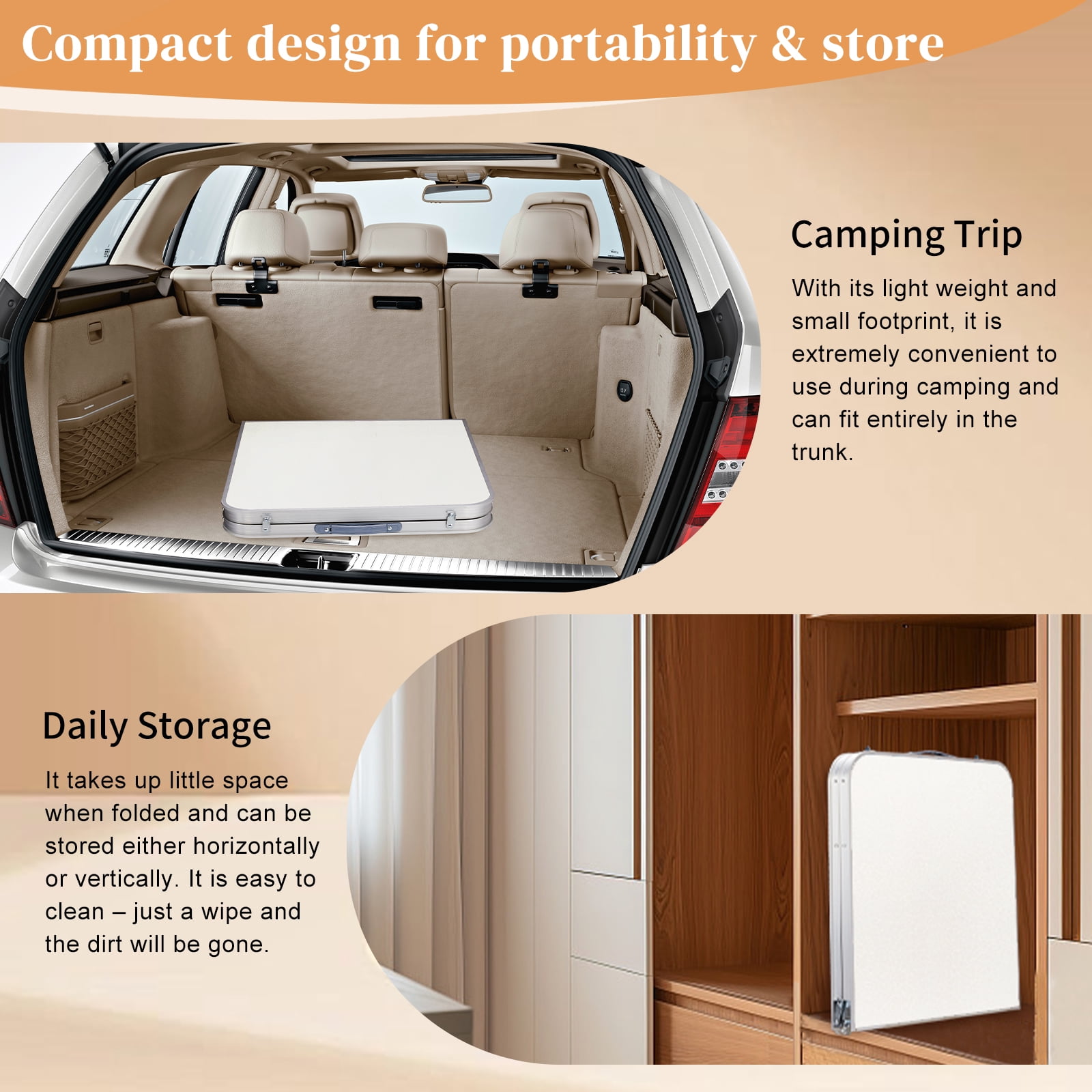 4Ft Portable Multipurpose Folding Table White