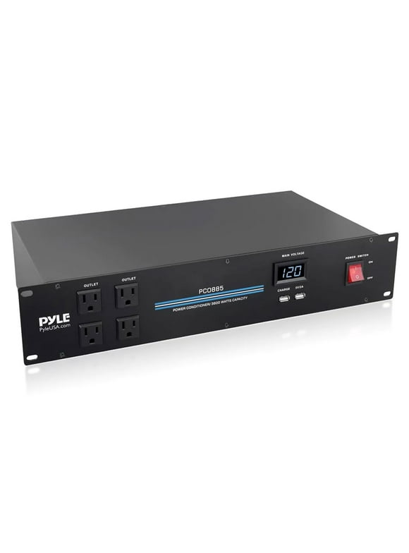 Pyle 3,600 W 19" Rack Mount Power Conditioner Surge Protector w/ 20 Outlets