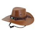 thumbnail image 2 of Helii Faux Leather Cowboy Hat for Men Women – Wide Brim Western Hat with Beaded Band & Adjustable Chin Strap, Unisex Cowgirl Hat for Costume Party Outdoor Hiking Coffee,One Size, 2 of 5