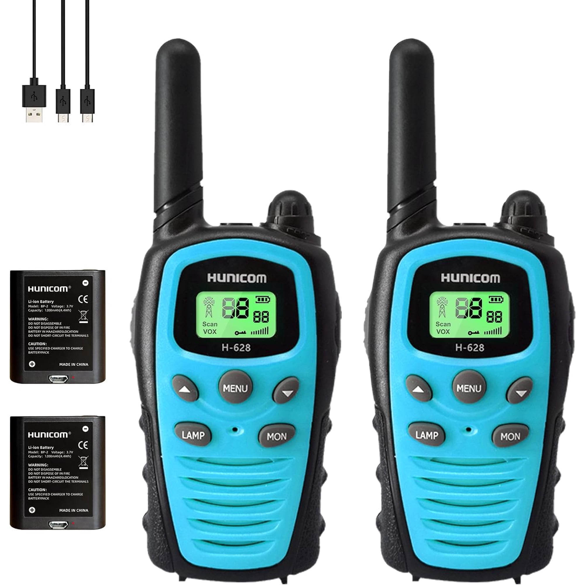 Walkie Talkies Rechargeable for Adults - FRS Two Way Radios Toys Gifts with Flashlight VOX LCD Display Chargeable Li-ion Battery