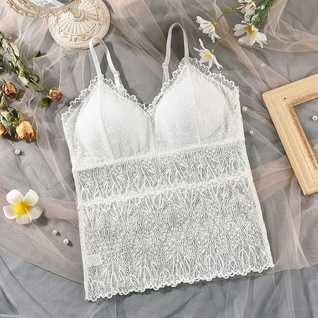 snowsong Bras for Women Bralettes for Women Women Sexy Lingerie Lace Chest Tube Top Beauty Back Bra Camisole Base Underwear Wireless Bra Seamless Bras Full Coverage Bras White One Size