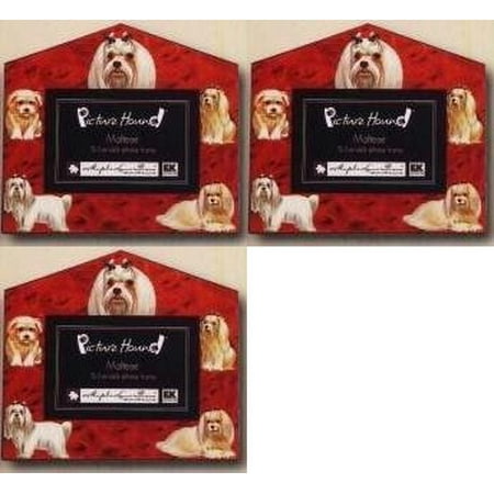 - Set of 3 Maltese Dog House Frame - 4x6 or 3x5 Pictures