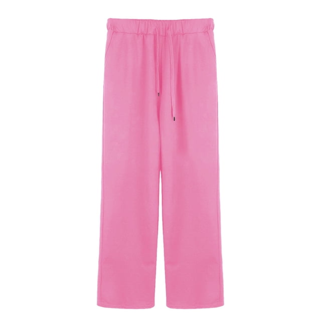 IDALL Lounge Pants Women Business Casual Pants Ladies' Fashionable And Simple Spring And Versatile Drawstring Casual Pants Wide Leg Pants Woman Summer Pants Pink 2XL