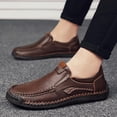 thumbnail image 3 of Men's Casual Faux Leather Loafers Slip-On Hand-Stitched Driving Walking Shoes, 3 of 11