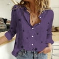 thumbnail image 2 of Holzkary Button Down Shirt for Women Basic Work Office Blouse Casual Loose Long Sleeve Tops Women Casual Lapel Button Long Sleeve Shirts Colorful Line Printed Long Sleeve Casual Shirts Purple 6Xl, 2 of 7