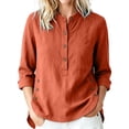 thumbnail image 2 of VBVC Women's 3/4 Sleeve Henley Blouses , Ladies' Mandarin Collar Half Button Shirts , Casual Loose Fit Tunic Tops For Women, S-2XL, 2 of 9
