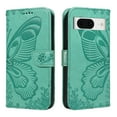 thumbnail image 2 of Dteck Pattern Case for Google Pixel 8A,Magnetic Leather Butterfly Floral Embossed Flip Case Card Slots Wallet Stand Cover with Wrist Strap for Google Pixel 8A,Green, 2 of 7