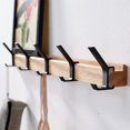 thumbnail image 1 of Perchero de pared con 5 ganchos dobles, 40 x 7 cm, de madera, para abrigos, gorras, toallas, batas (negro, 1 unidad), 1 of 5