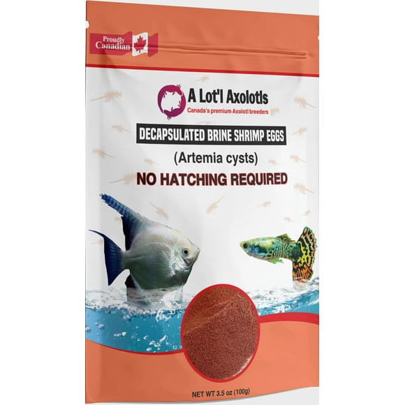 A Lot'l Axolotls - Decapsulated Brine Shrimp Eggs Non-Hatching - BBS Artemia Cyst - Fish/Fry Food - 100 g / 3.5 Oz