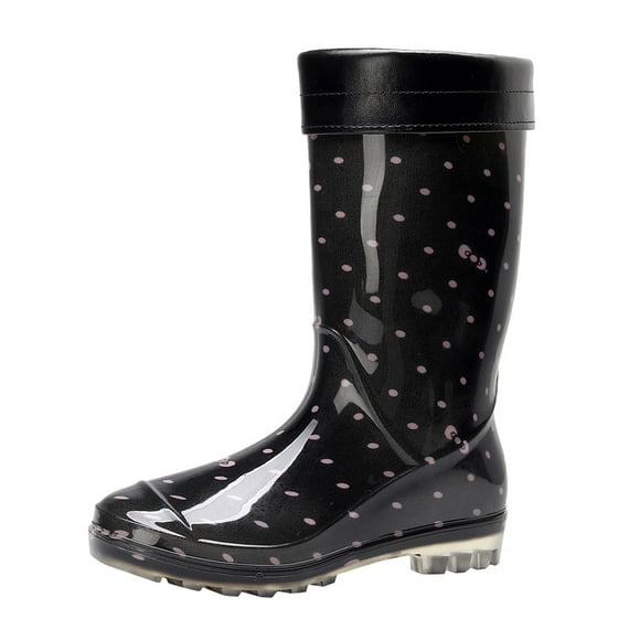 jovati Punk Style Mid Warm Snow Boots Womens Non-Slip Rain Boots Outdoor Water Shoes
