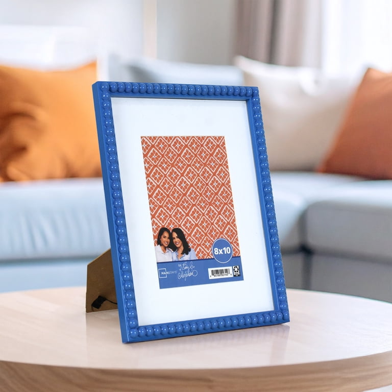 Zodax Mendocino Blue Carved Bone Photo Frame With White Borders - Holds 4x6 Or 5x7 Pictures