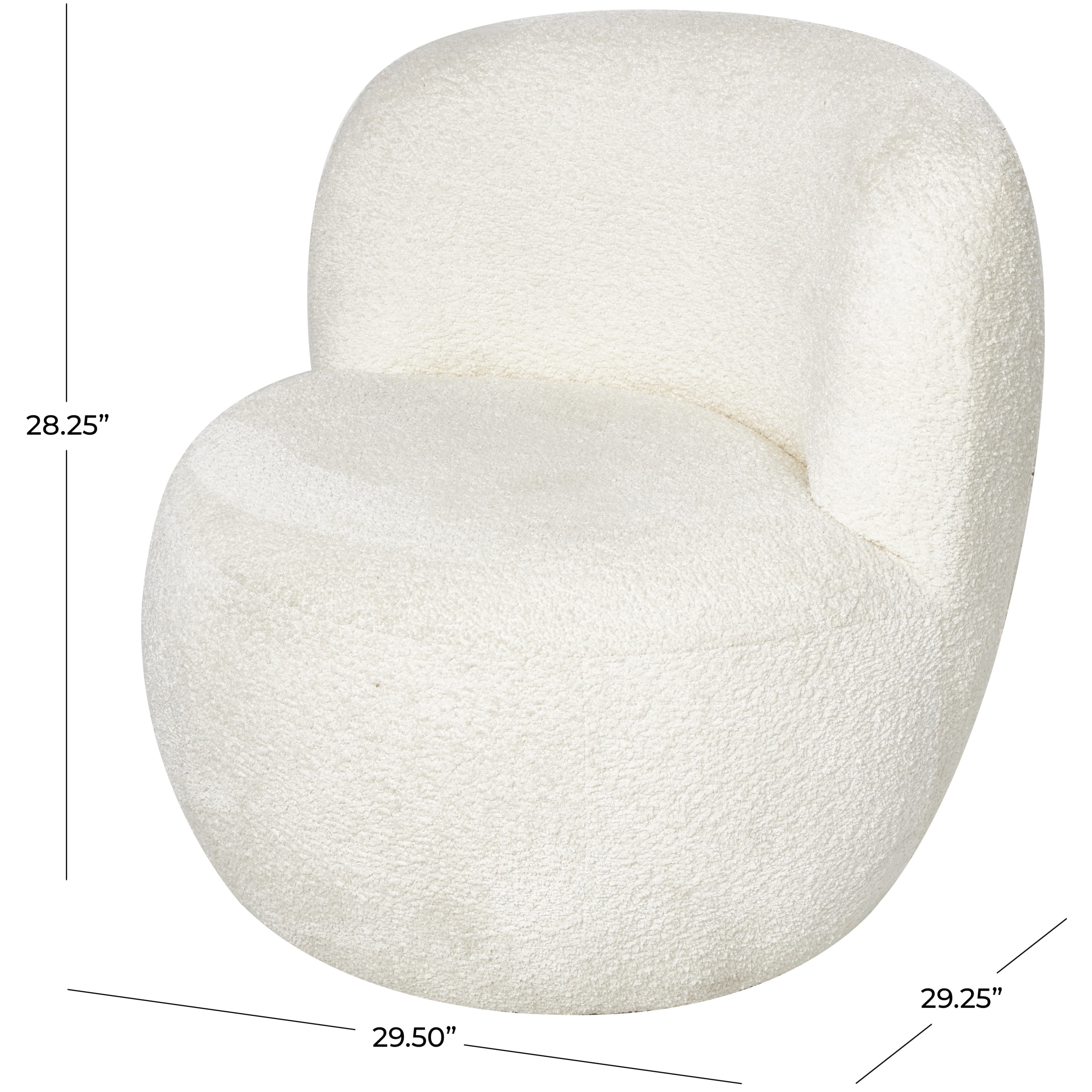 DecMode Polyester Rounded Barrel Lounge Chair, White