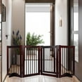 thumbnail image 6 of Indoor Dog Gate, Wooden Freestanding Pet Gate, Foldable Dog Gates for Doorways, No Drilling for The House, Doorways, Hallways,or Stairs, 30" Height 4 Panels Set of Support Feet Included (Espresso), 6 of 7