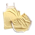 thumbnail image 3 of Juorvia Toddler Girls Summer Outfits 2pc Loungewear Cotton Classic Fitted Sleeveless Tops Color Spliced Shorts(18-19 Months,Yellow), 3 of 6