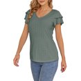 thumbnail image 3 of McVanedy Women's V Neck T Shirts Ruffle Short Sleeve Top Hollow Casual Blouses S-XL, 3 of 4