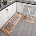 thumbnail image 3 of Kitchen Rugs and Mats Non Skid Washable Bohemian Vintage Orange Carpet Kitchen Mat and Rug Set,Floor Cushion Waterproof Rug,Rubber Backed Area Rugs for Kitchen Laundry, 3 of 7