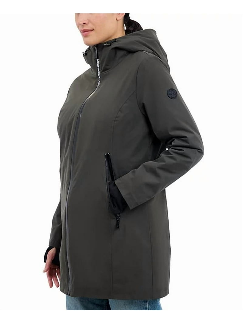 レディースウェア MK Michael Kors OLIVE Women's Hooded Softshell Coat, US Small