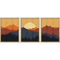 thumbnail image 2 of PixonSign Framed Canvas Print Wall Art Set - Sunset Silhouettes Mountain and Forest Posters - Set of 3 Geometric Abstract Nature Landscape Prints Retro Wall Décor for Living Room - 8"x10" Natural, 2 of 5