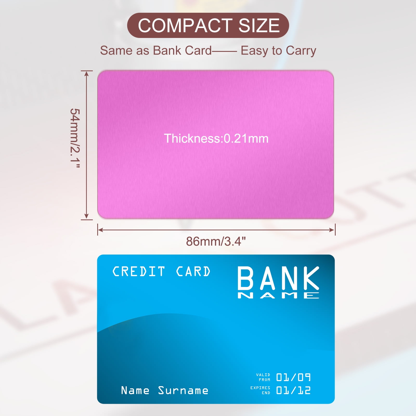 Unique Bargains Metal DIY Business Cards Blank Aluminum Laser Engrave Printable Name Card Purple