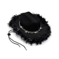 thumbnail image 2 of LIIPEE Kids Hats Casual Solid Color Trimmed Denim Cowboy Hats Girls Party Dress Up Play Comfortable Soft Breathable Cute Hats,Black,One Size, 2 of 5