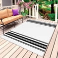thumbnail image 4 of Outdoor Rug 3x5 ft Black White Striped Outdoor Large Area Rug Non Slip Rubber Farmhouse Striped Front Door Mat RV Rug Camping Carpet Patio Outdoor Rugs for Backyard Balcony Deck Porch Indoor, 4 of 9