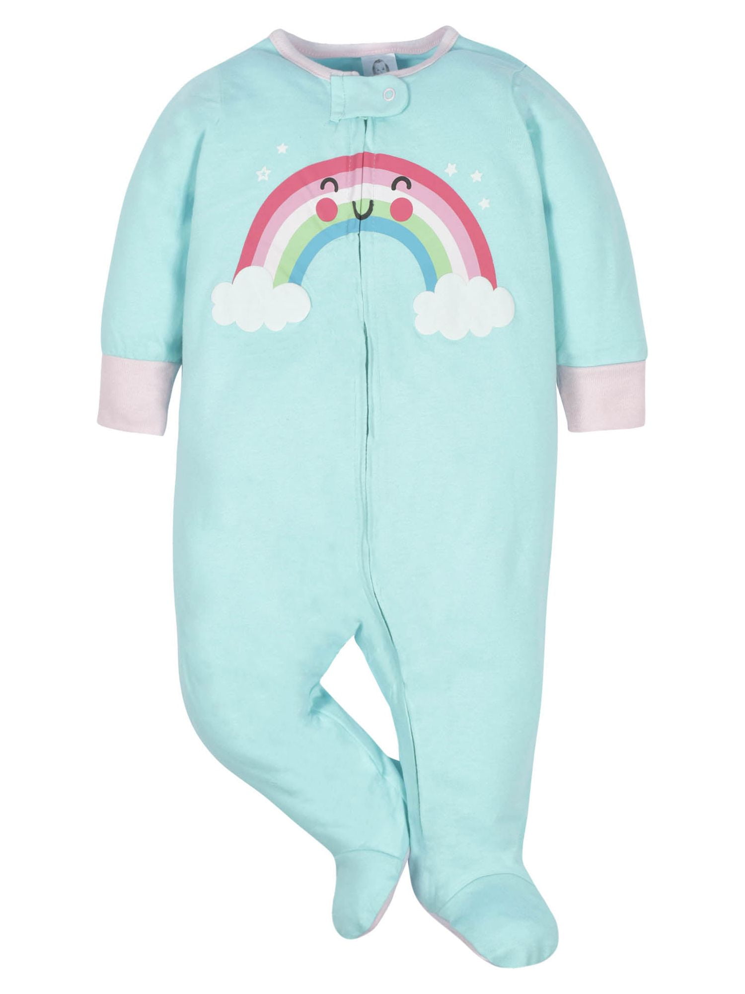 Gerber Baby Girl Sleep 'n Play Footed Pajamas, 4-Pack