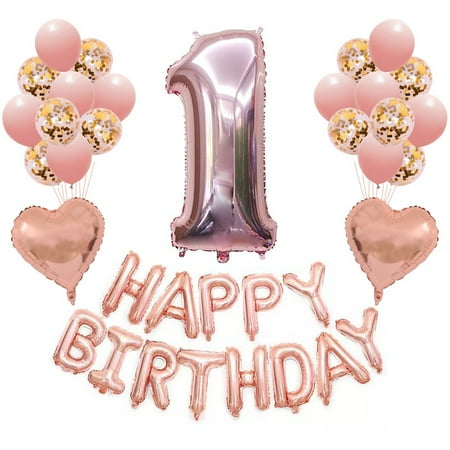 FanShow Rose gold one balloon - number 1 balloon | 1st birthday girl