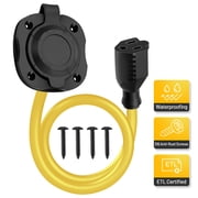 Filluck 15A AC Port Plug, 125V RV Shore Power Inlet Socket NEMA 5-15 Waterproof Electrical Outlet Receptacle Box with Integrated 16 Extension Cord, Y Splitter Plug for RV/Trailer/Boat
