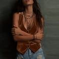thumbnail image 6 of Zynoxe Vest Tops for Women 2026 Velvet Sleeveless V Neck Button down Fitted Waistcoat with Pockets Solid Color Casual Party Daily Summer Vest, 6 of 7