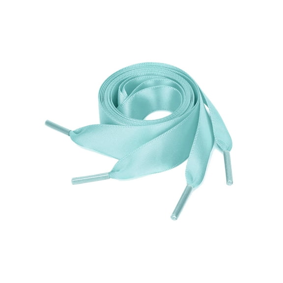 Women's Extra Wide Shoestrings Flat Satin Ribbon Shoelaces for Sneakers 2 Pairs Light Blue 90cm/35.4"