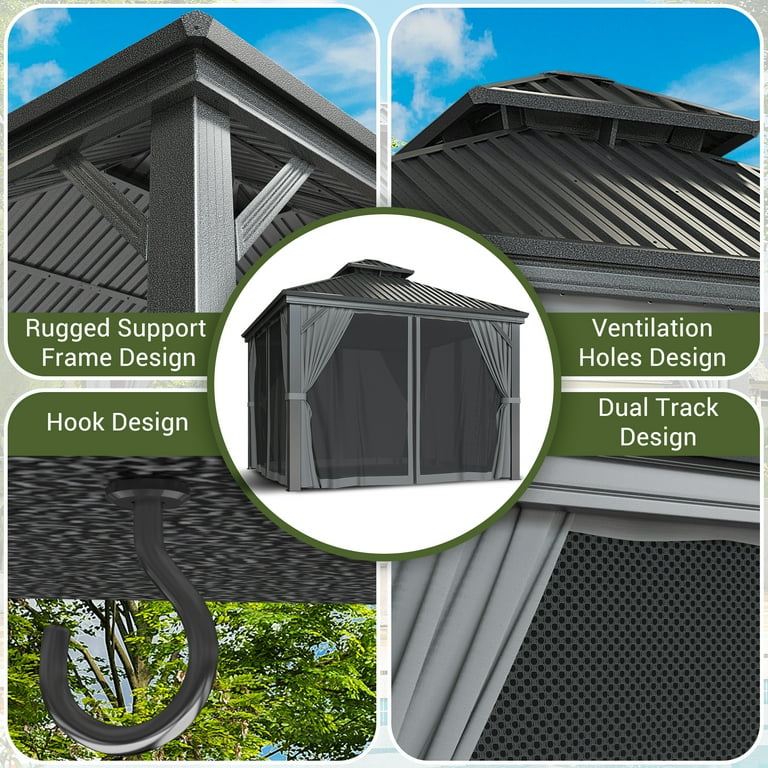 NETAJE 10x12 FT Hardtop Gazebo, Heavy Duty Gazebo with Aluminum