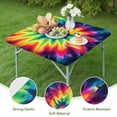 thumbnail image 4 of Rainbow Tie Dye Mandala Pattern Square Fitted Tablecloth with Elastic Edge,Square Table Cover,Washable Elastic Table Cover for Home Kitchen Party Decor 34"x34", 4 of 6
