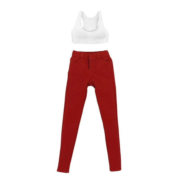 HILABEE Vêtements de Poupée Féminine Échelle 1/6 12 Pouces Costume Pantalon Rouge