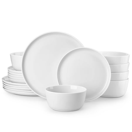 18 Piece (Service for 6) White Porcelain Dinnerware Set