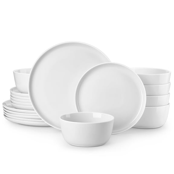 18 Piece (Service for 6) White Porcelain Dinnerware Set