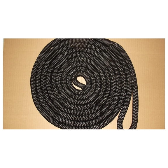 3/4" x 10' Double Braid Dock Line, Black