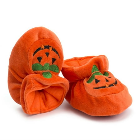 

SHUDAGENG Winter Warm Home Boots Halloween Baby Cotton Fabric Soft Sole Learn Walk Shoes Orange 【Buy 2 Get3】